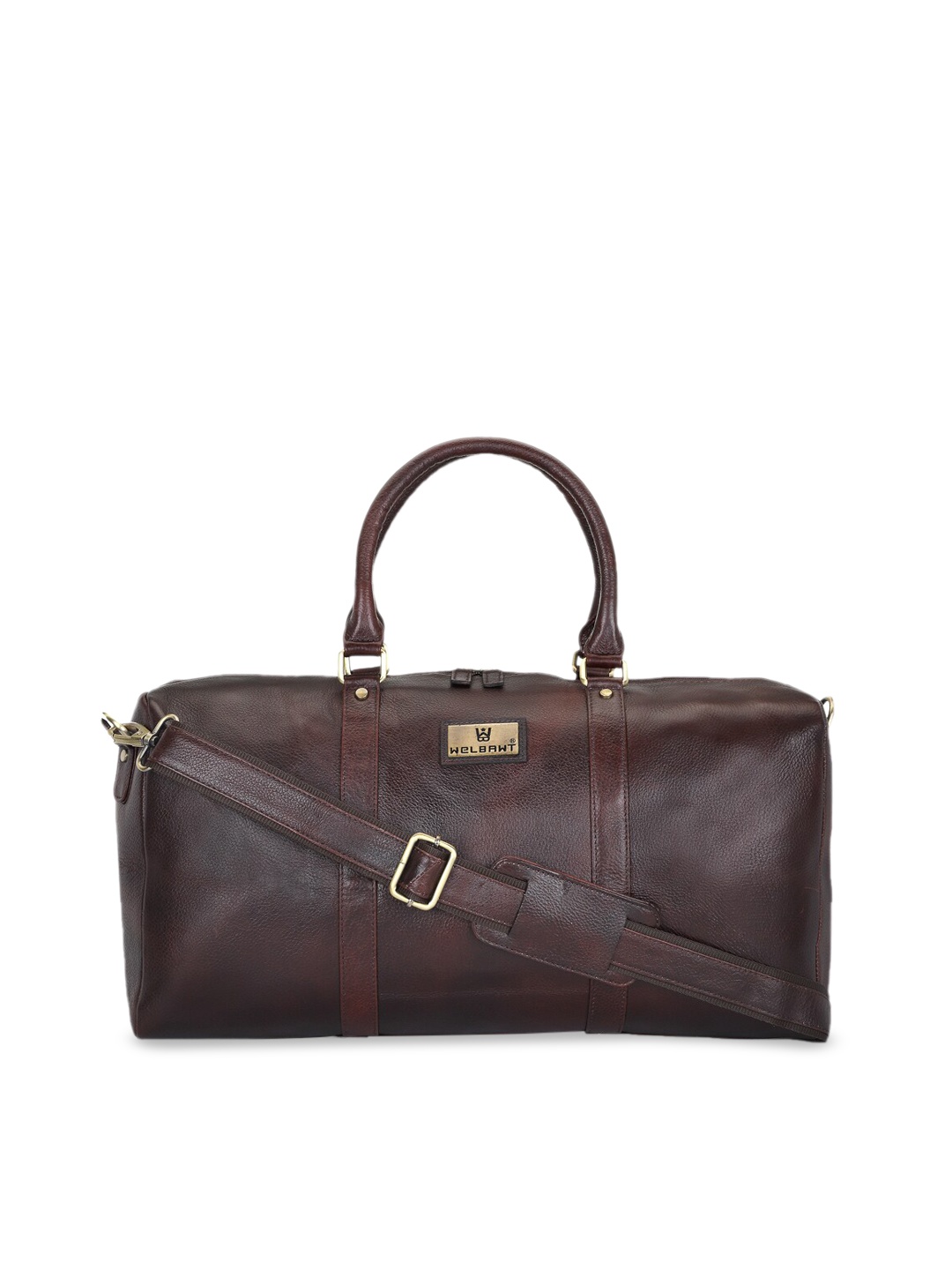 

WELBAWT Unisex Brown Solid Leather Duffle Bag