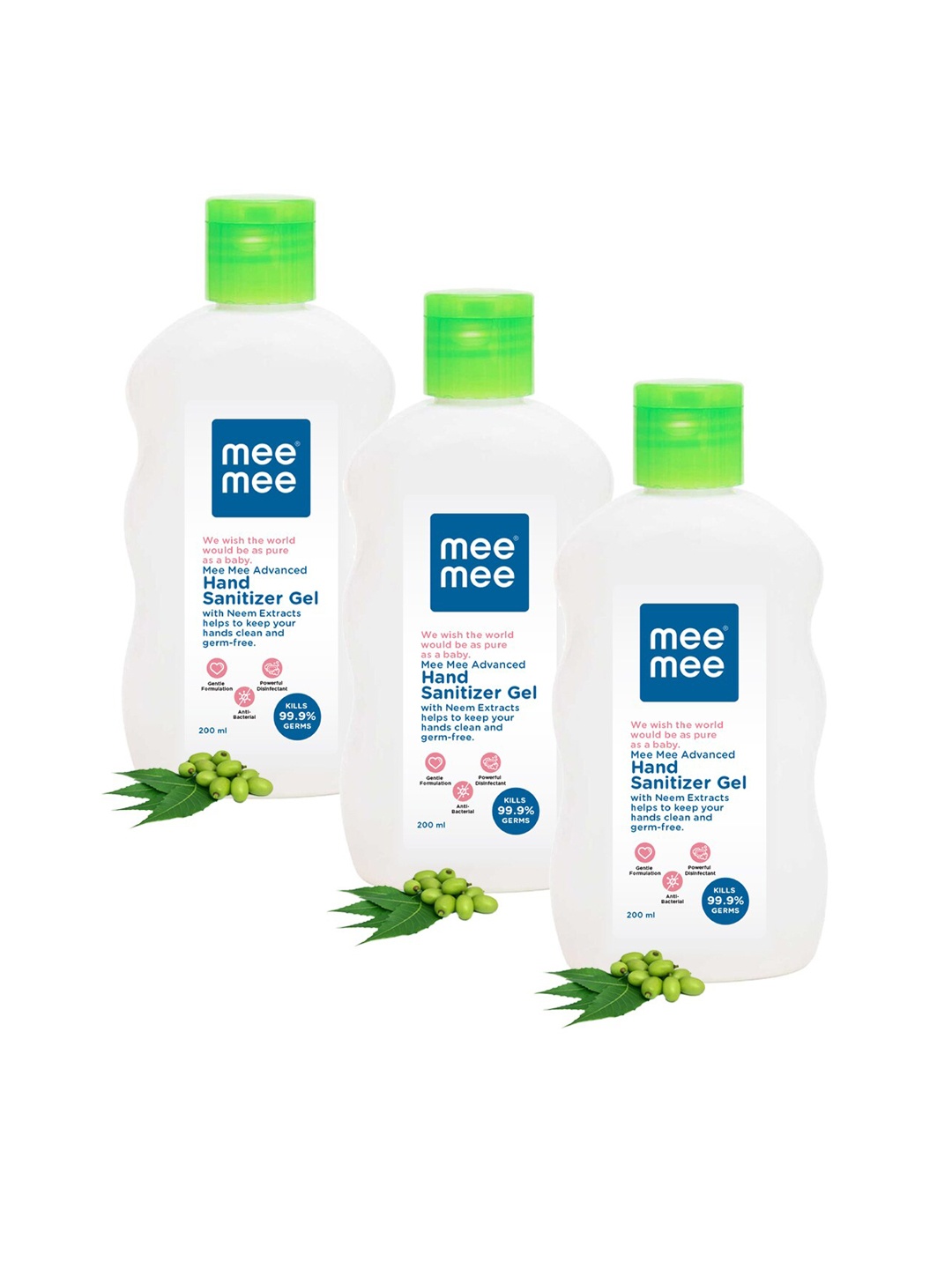 

MeeMee Set of 3 Advanced Hand Sanitizer Gel with Neem Extracts, White