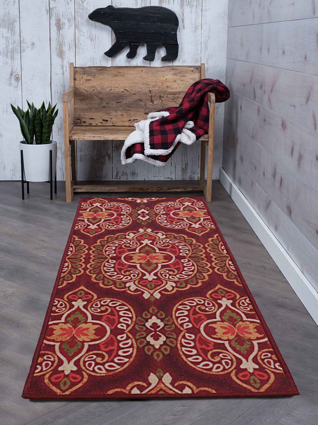 

RUGSMITH Multicoloured Floral Printed Premium Qualty Anti-Skid Floor Runner, Multi