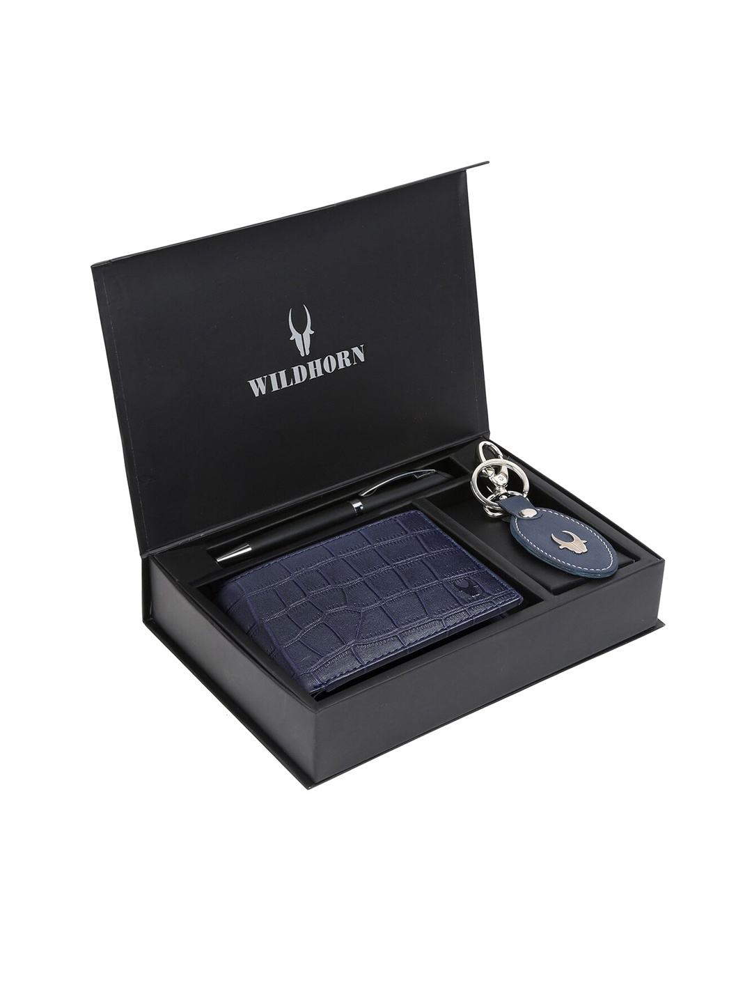 

WildHorn Men Blue & Black RFID Protected Genuine Leather Accessory Gift Set
