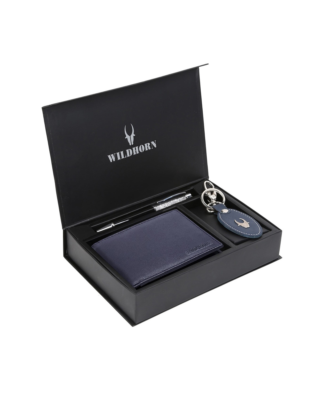 

WildHorn Men Blue & Black RFID Protected Genuine Leather Accessory Gift Set