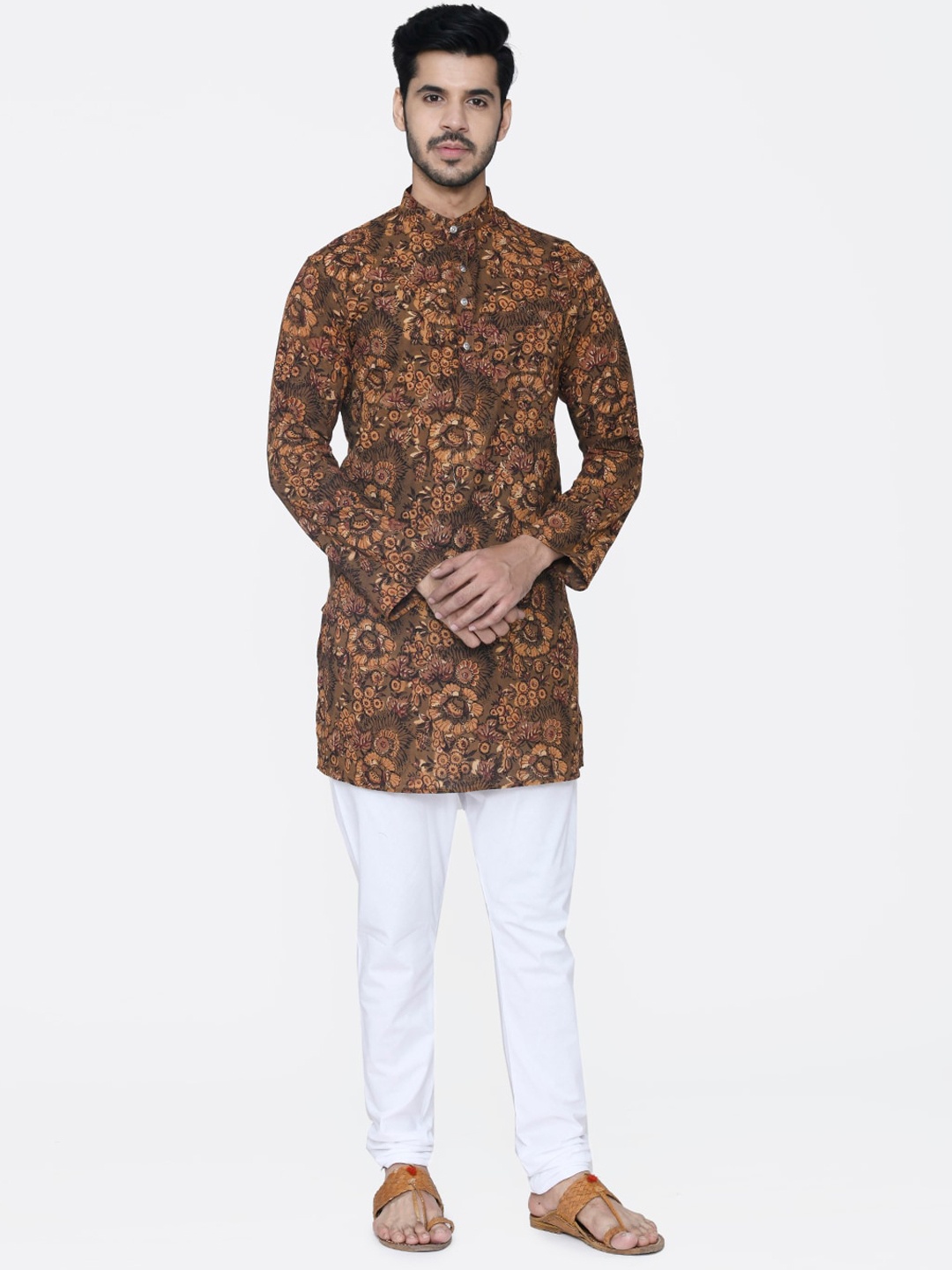 

Wintage Men Brown Printed Kurta with Pyjamas