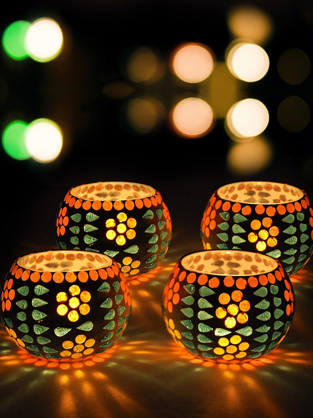 

TIED RIBBONS Pack of 4 Glass Tealight Candle Holder, White