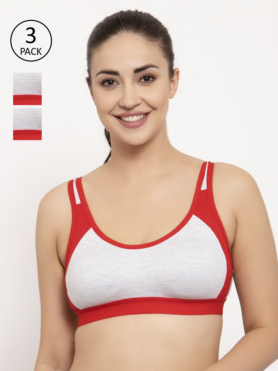 

GRACIT Red & White Solid Non-Wired Non Padded Sports Bra PW16-03-03-03-28