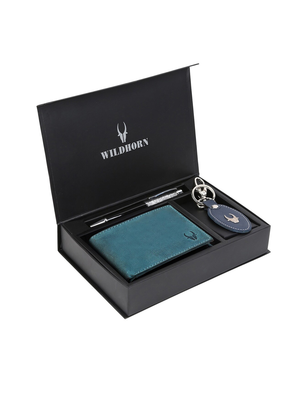 

WildHorn Men Blue & Black RFID Protected Genuine High Quality Leather Accessory Gift Set