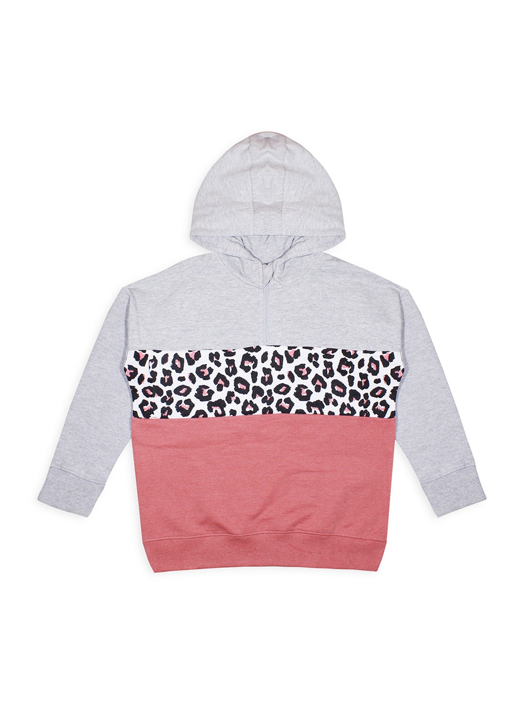 

Luke & Lilly Girls Grey & Pink Colourblocked Hooded Sweatshirt