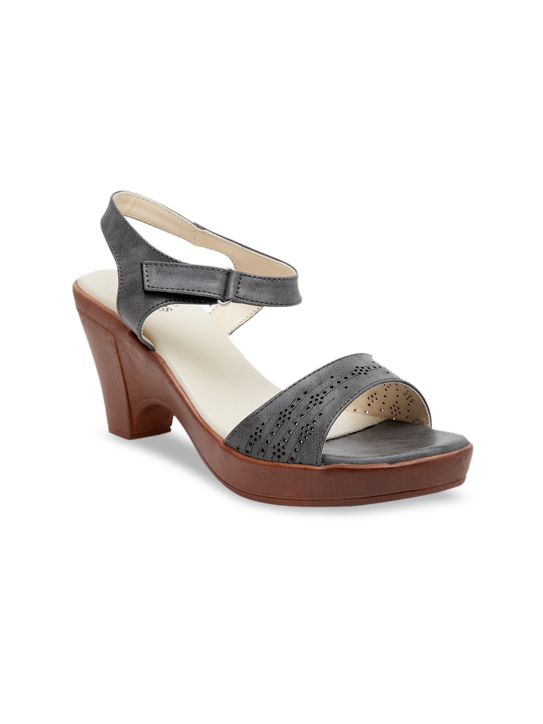 

Butterflies Women Grey Textured Block Heels