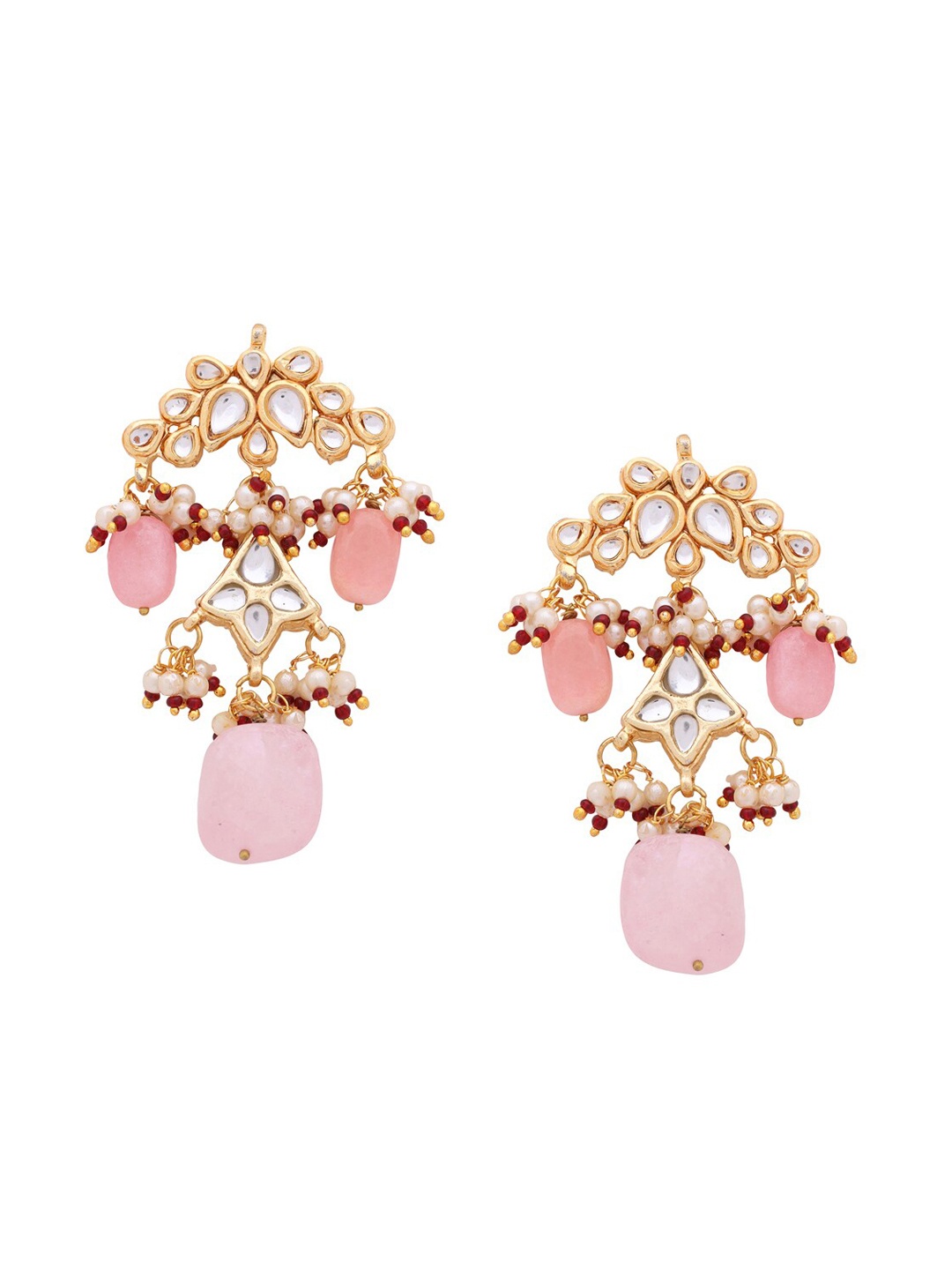 

Shoshaa Gold-Plated & Pink Kundan Studded Classic Studs