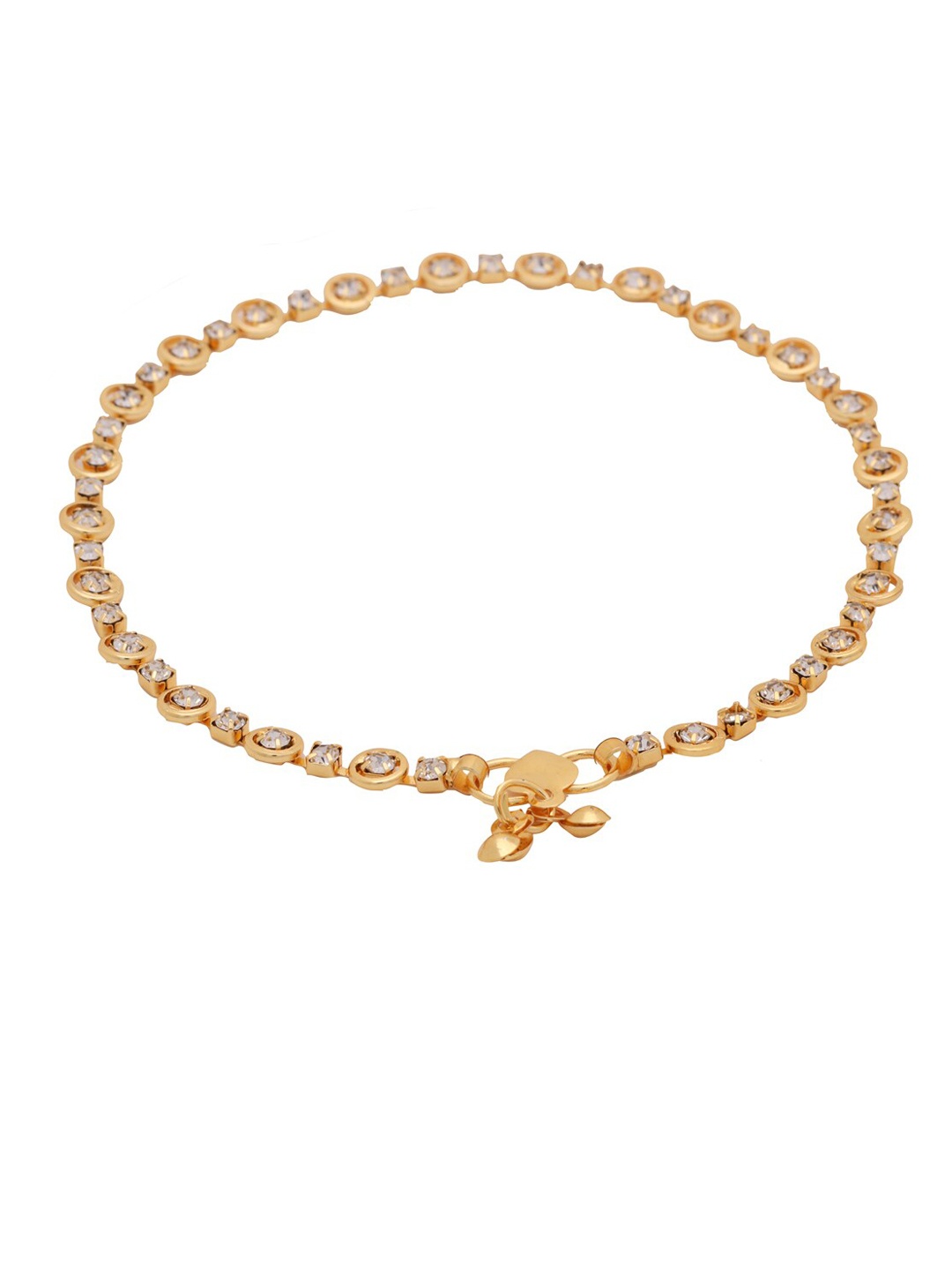 

Shoshaa Set Of 2 Gold-Plated White Stone-Studded Handcrafted Anklets