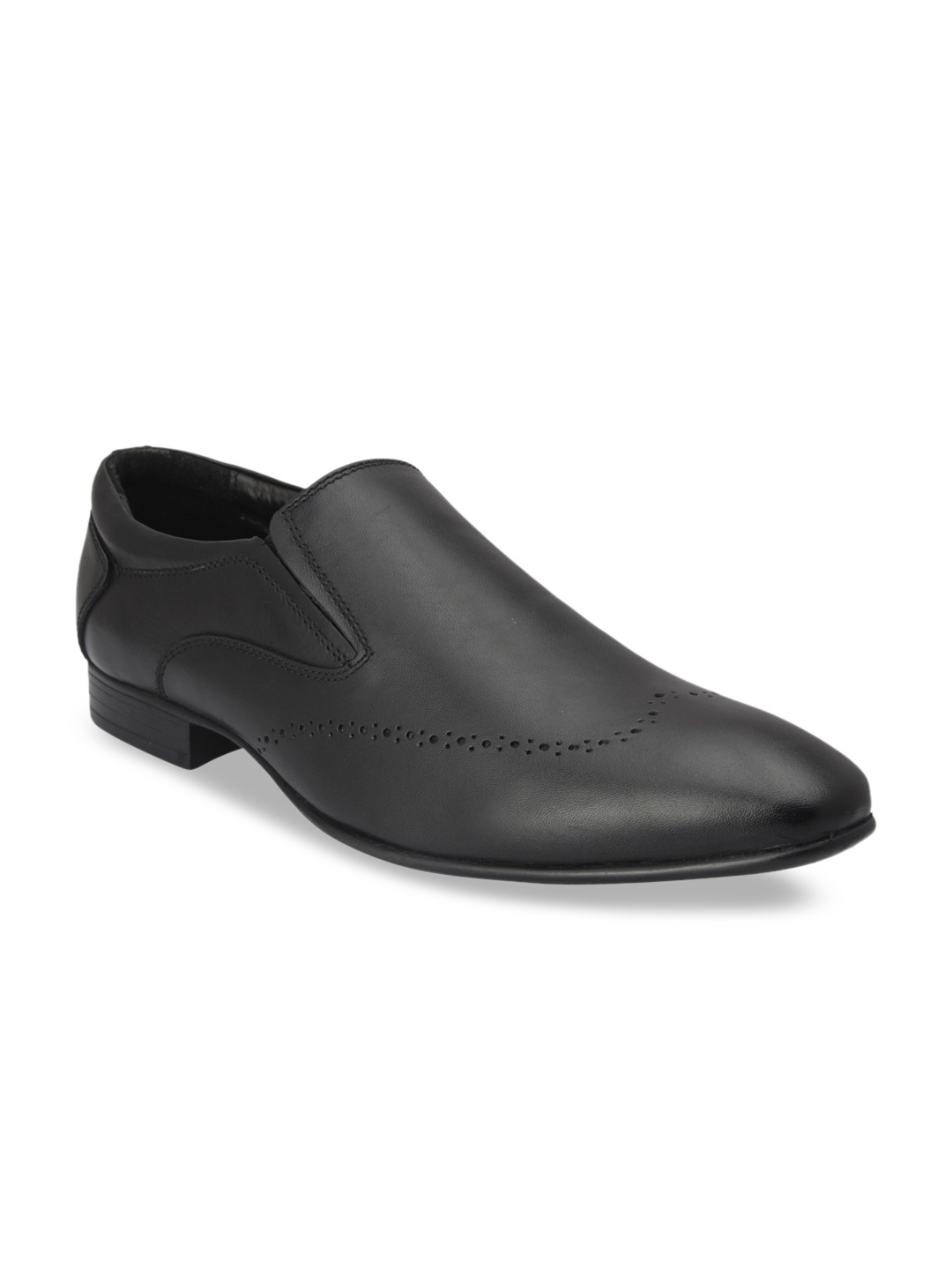 

pelle albero Men Black Solid Leather Formal Slip-Ons