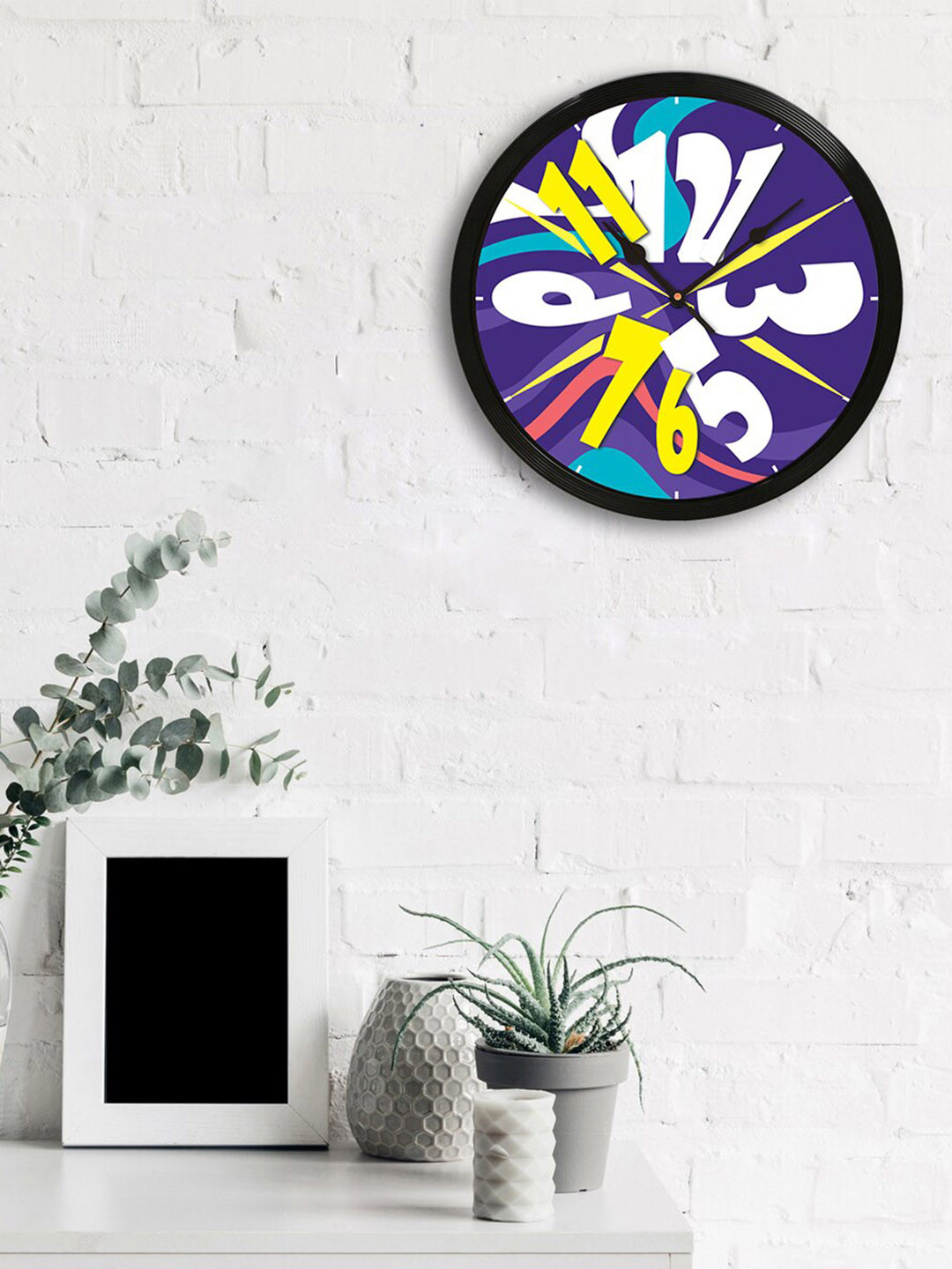 

eCraftIndia Blue & White Round Printed 31cm Analogue Wall Clock