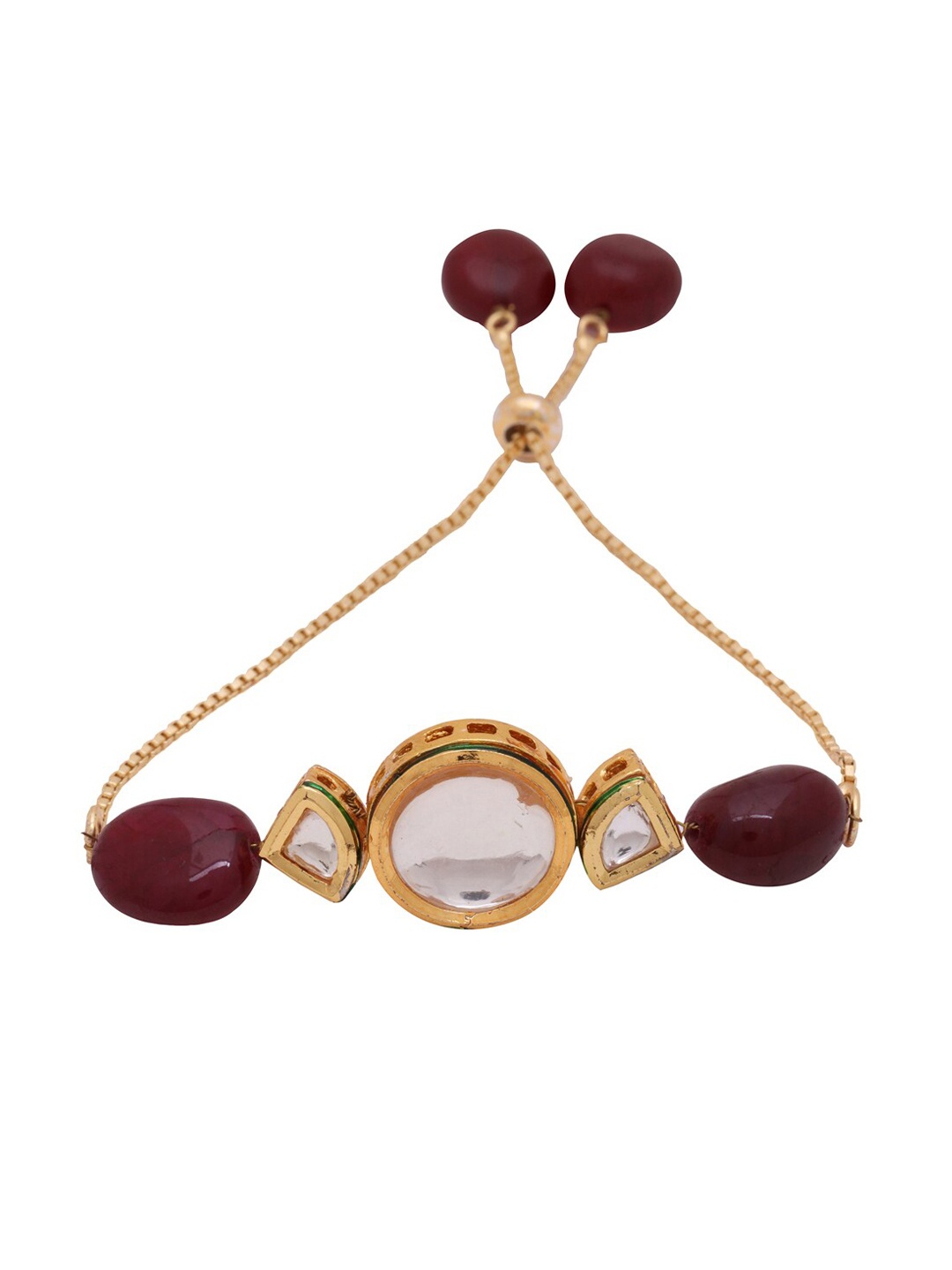 

Shoshaa Maroon Gold-Plated Kundan Handcrafted Link Bracelet