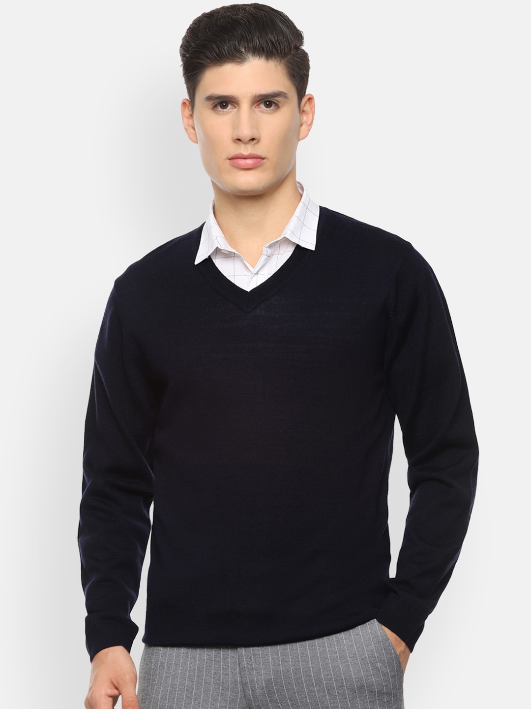 

Van Heusen Men Navy Blue Pullover Sweater