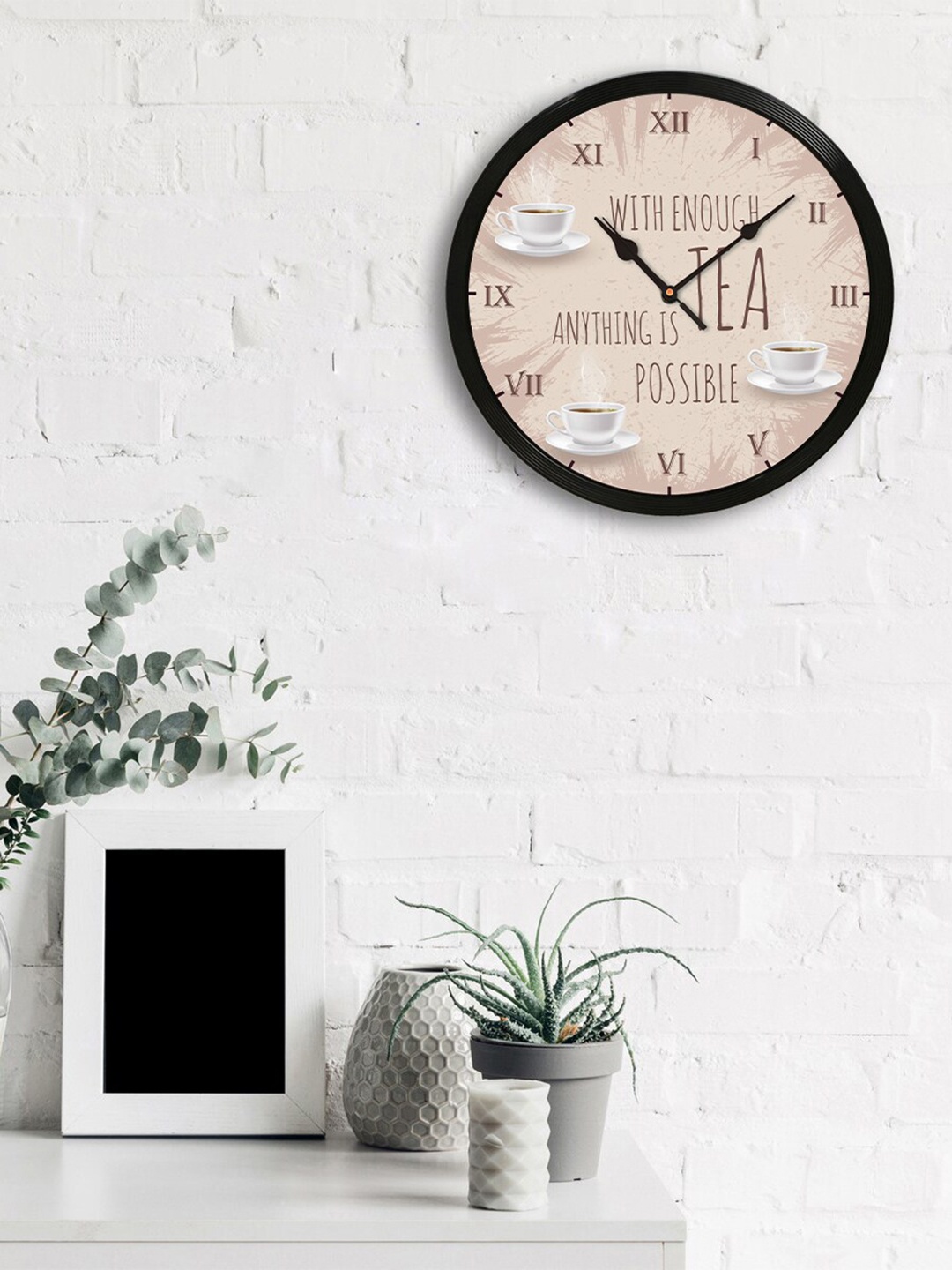 

eCraftIndia Cream-Coloured Round Printed 31cm Analogue Wall Clock
