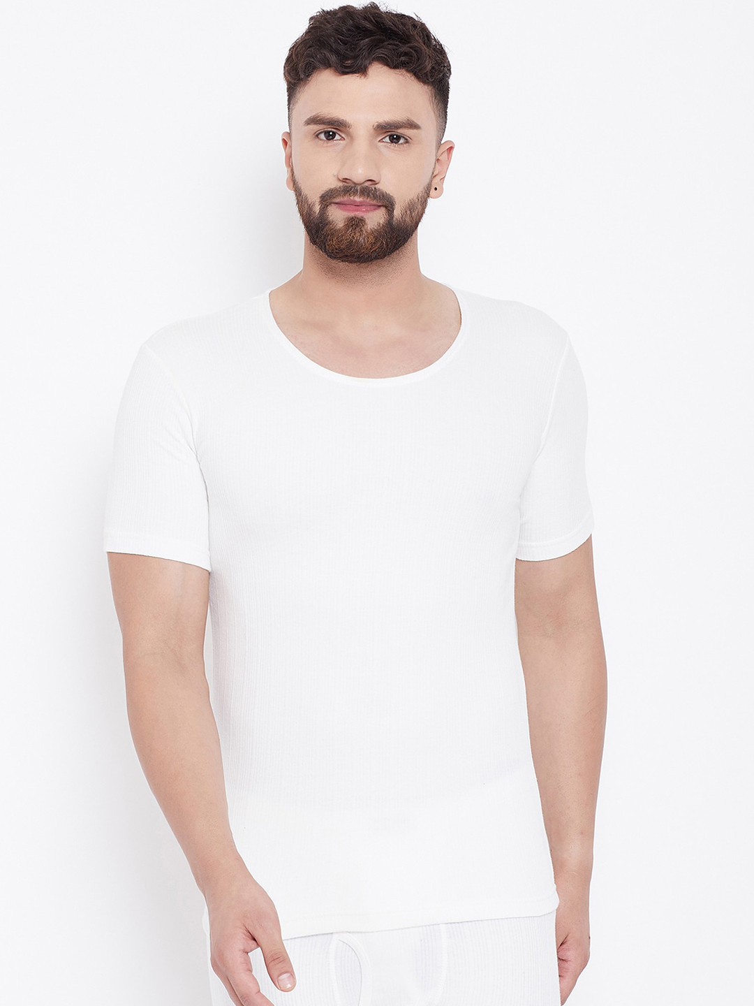 

NEVA Men Off-White Striped Thermal Top