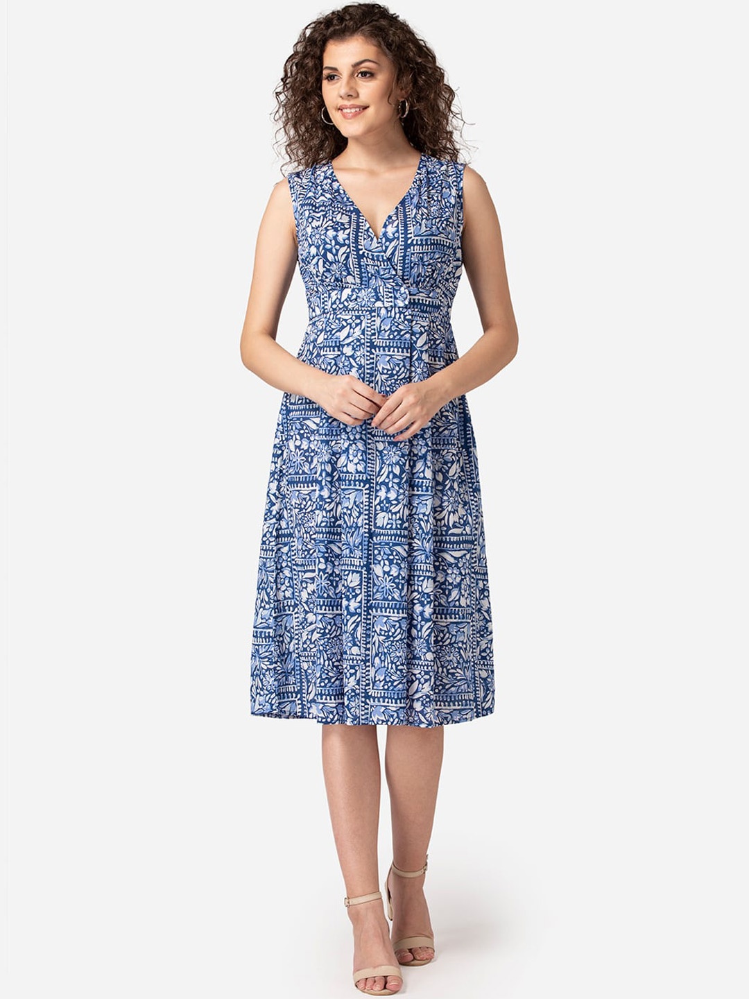 

MABISH by Sonal Jain Women Blue & White Printed A-Line Dress