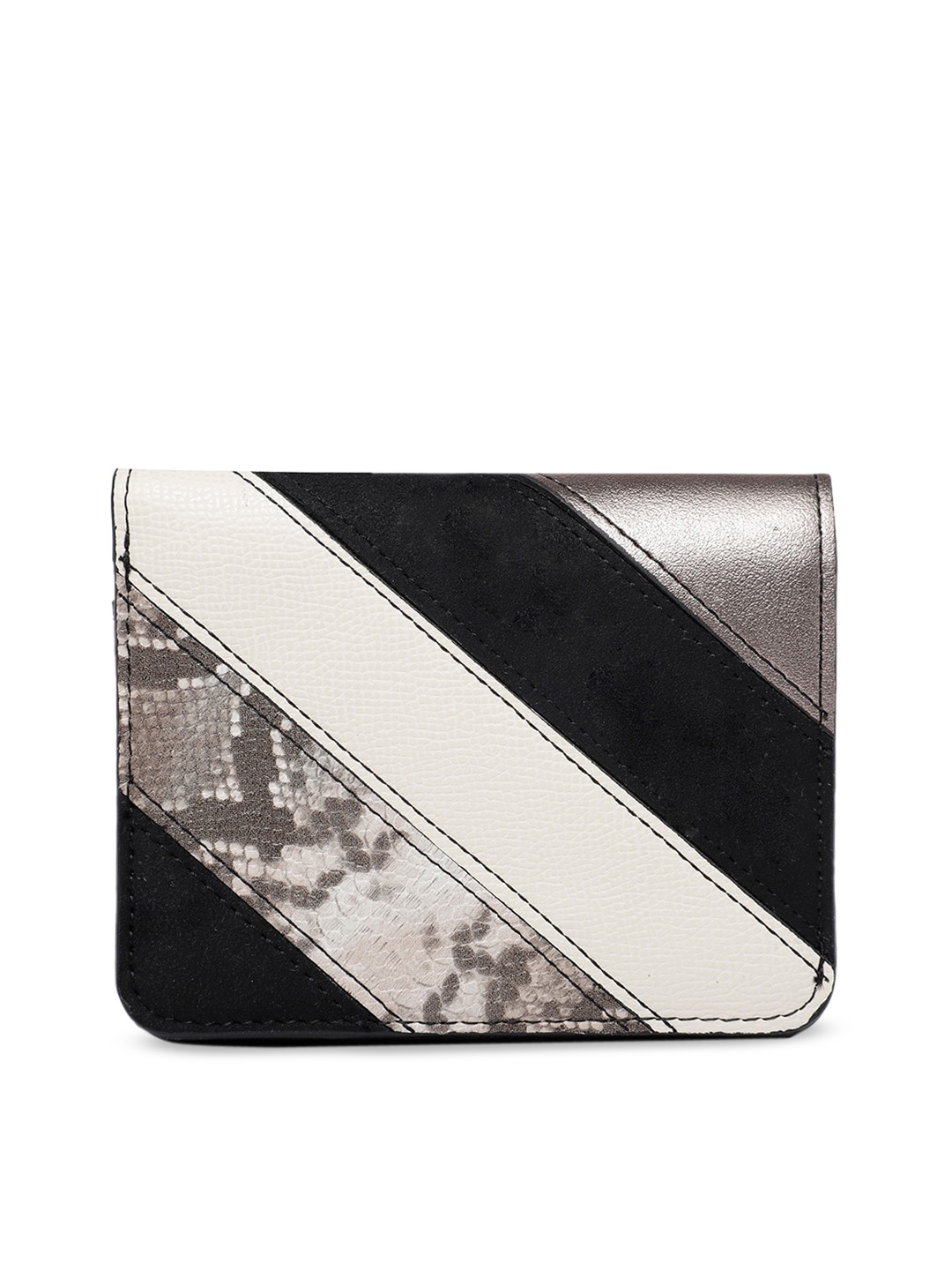 

Call It Spring Women Black & White Striped Two Fold Wallet