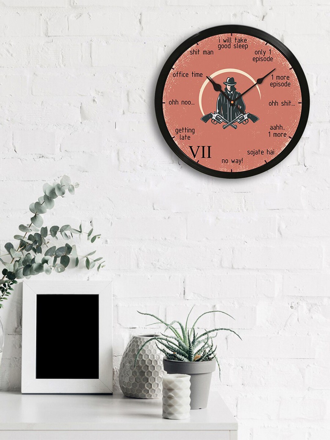 

eCraftIndia Peach-Coloured Round Printed 31cm Analogue Wall Clock
