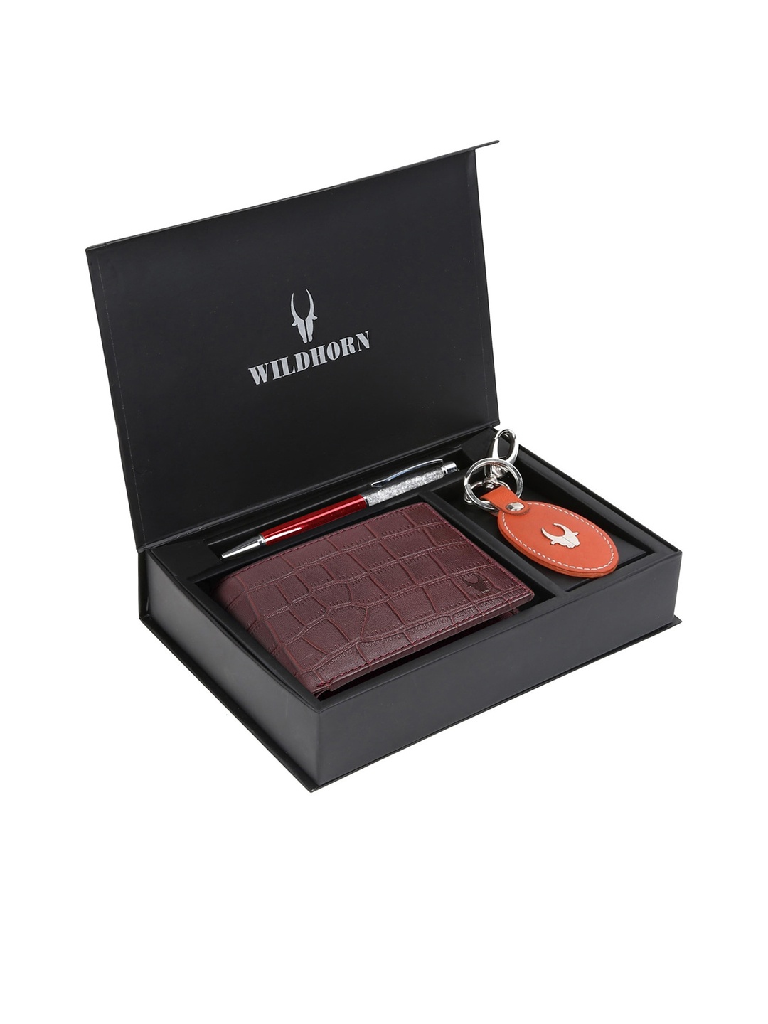

WildHorn Men Brown & Orange RFID Protected Genuine Leather Accessory Gift Set
