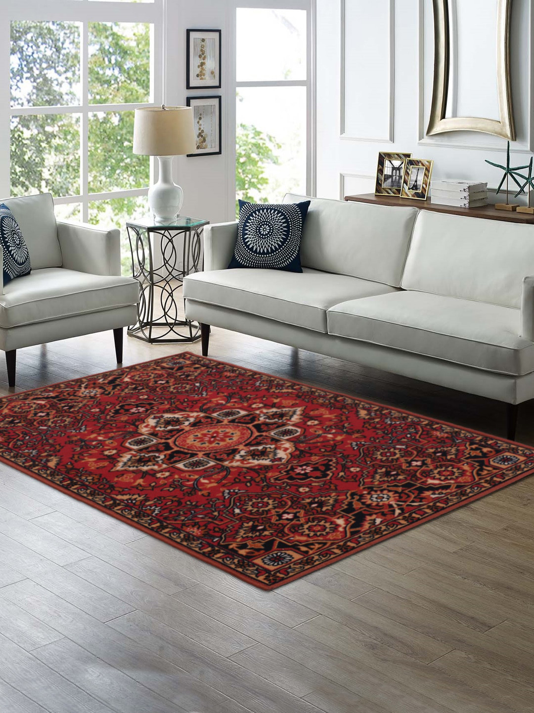 

RUGSMITH Red & Black Printed Premium Quality Anti-Skid Carpet
