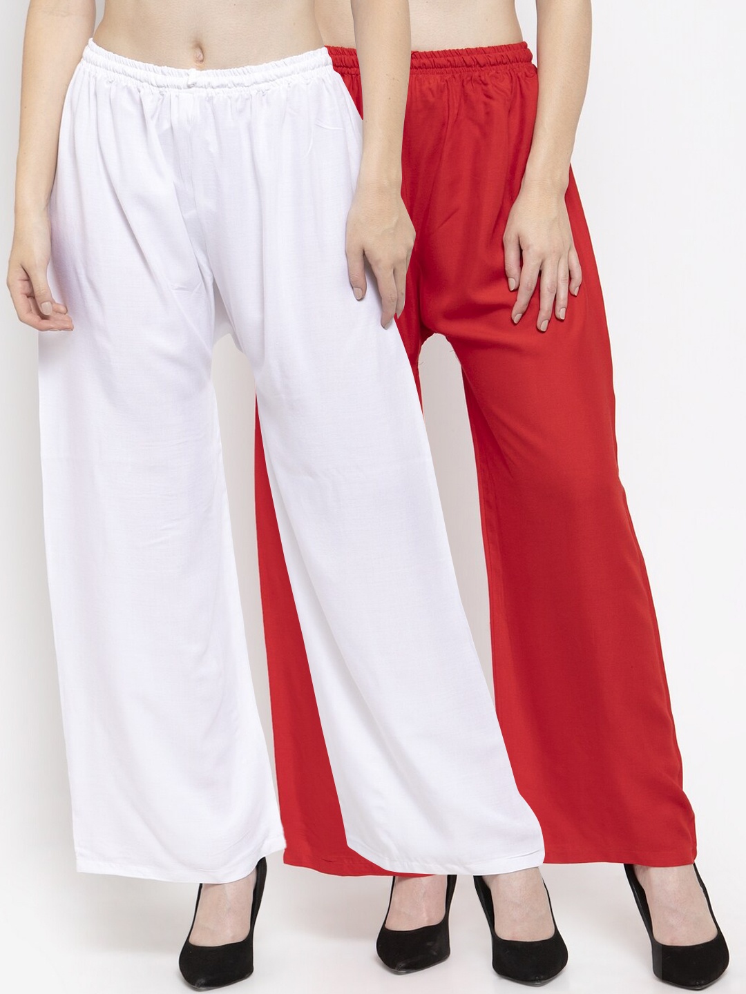 

Clora Creation Women Red & White Solid Straight Palazzos