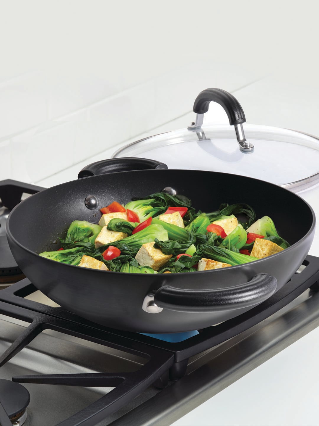 

MEYER Black & Transparent Circulon Origins Non-Stick + Hard Anodized Kadhai With Lid 26 cm