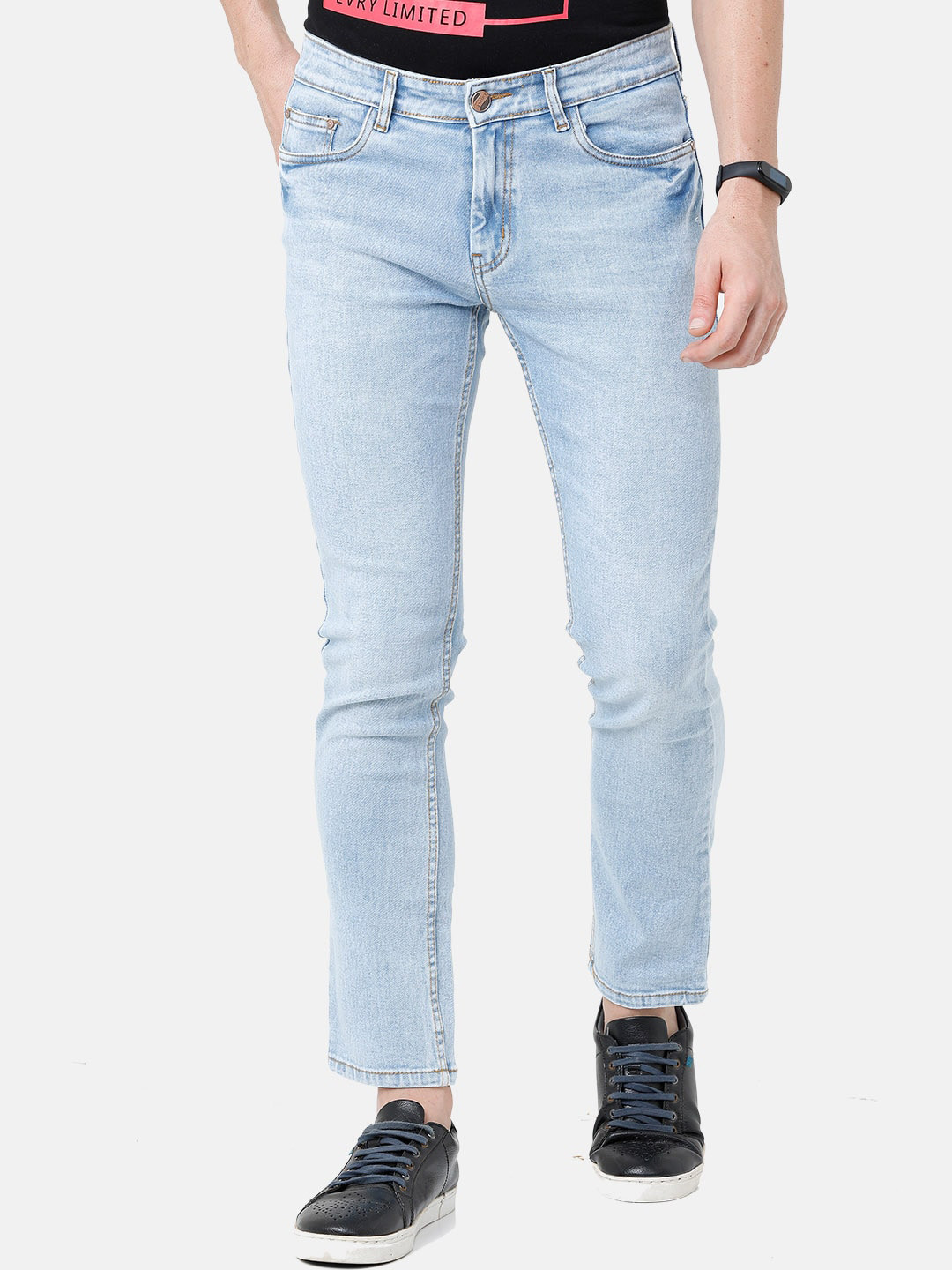 

CINOCCI Men Blue Slim Fit Mid-Rise Clean Look Jeans