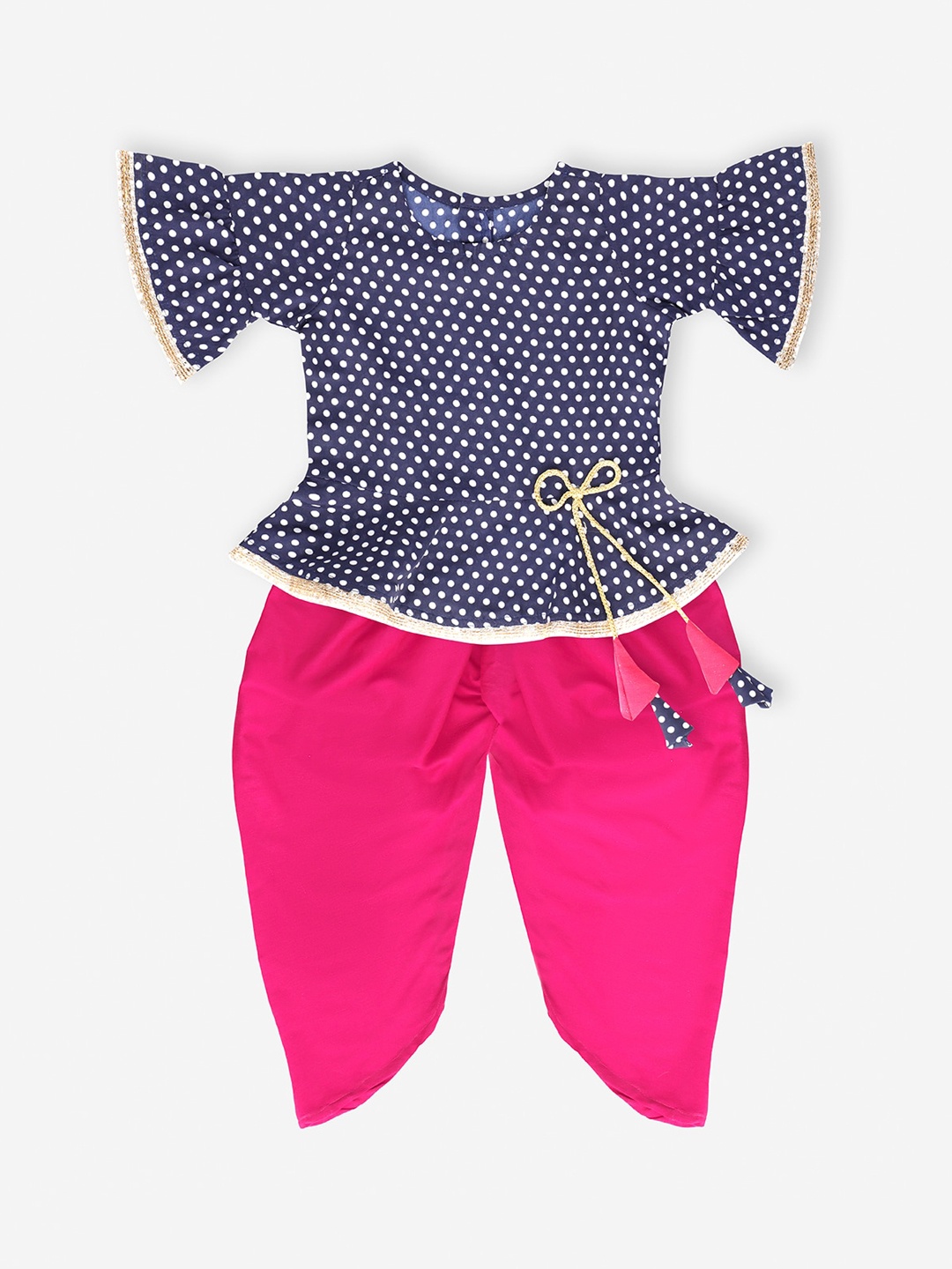 

The Magic Wand Girls Navy Blue & Fuchsia Pink Embellished Top with Dhoti Pants