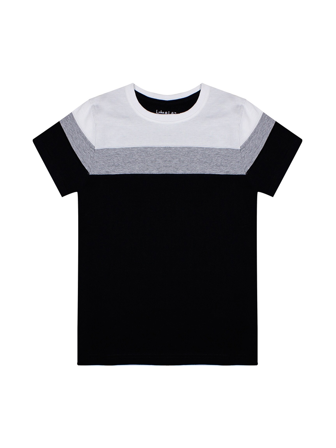 

Luke & Lilly Boys Black & Grey Colourblocked Round Neck T-shirt