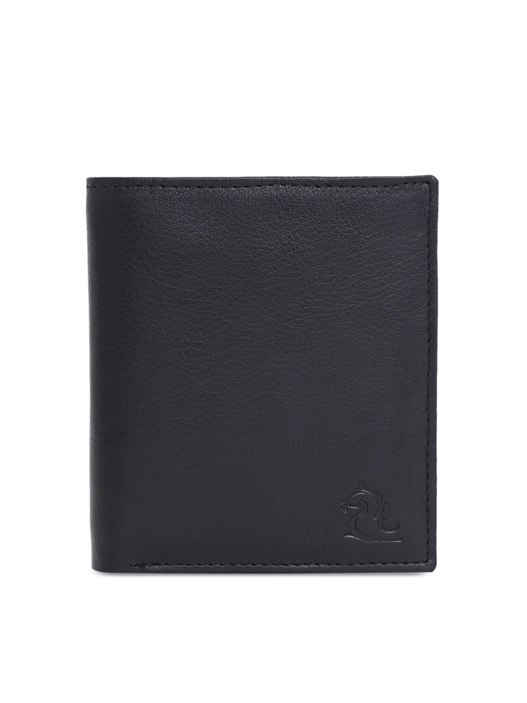 Kara Men Black Solid Leather Two Fold Wallet