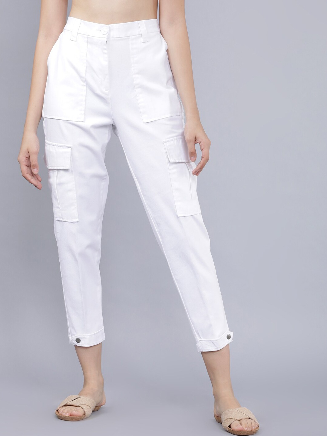 

Tokyo Talkies Women White Regular Fit Solid Cargos
