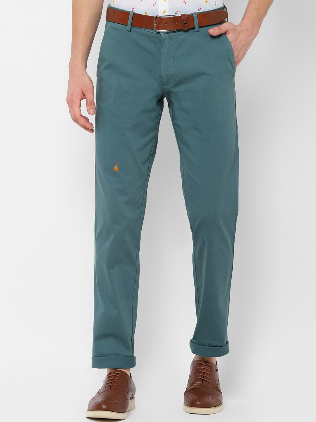

SIMON CARTER LONDON Men Green Slim Fit Solid Regular Trousers