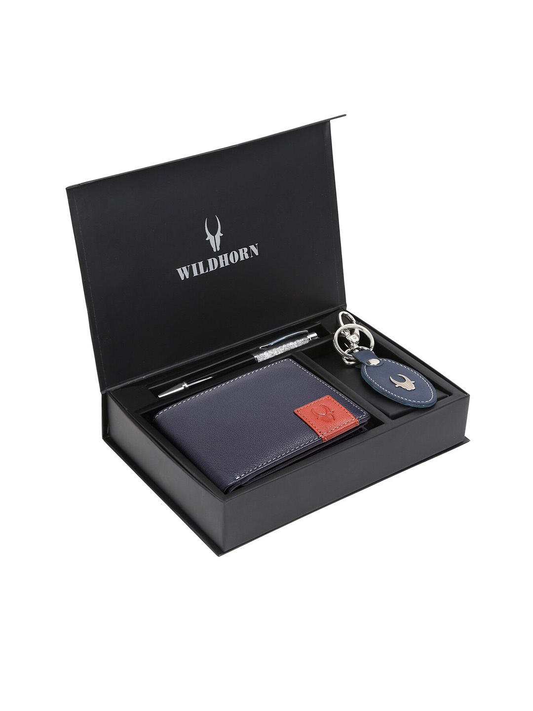 

WildHorn Blue & Black RFID Protected Genuine Leather Accessory Gift Set