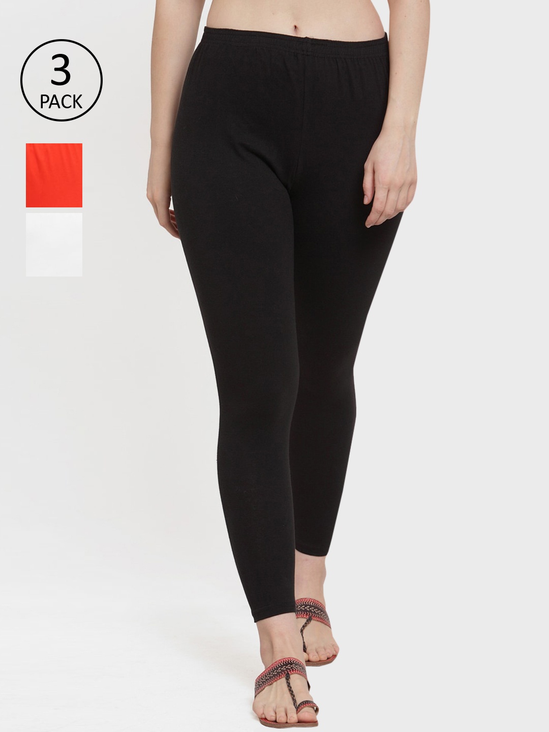 

GRACIT Women Pack Of 3 Solid Leggings, Black