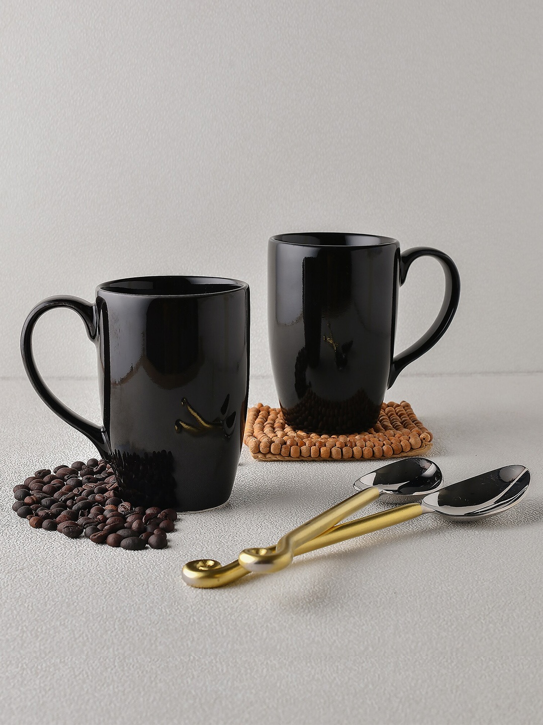 Ariane Black 2 Pcs Solid Porcelain Cups Set 300 ml