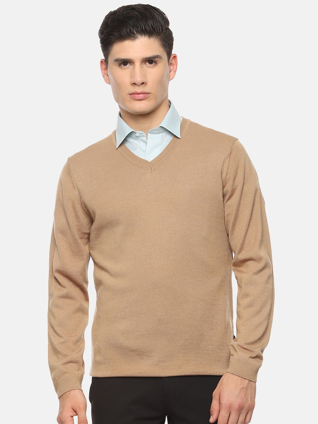 

Van Heusen Men Beige Solid Pullover Sweater