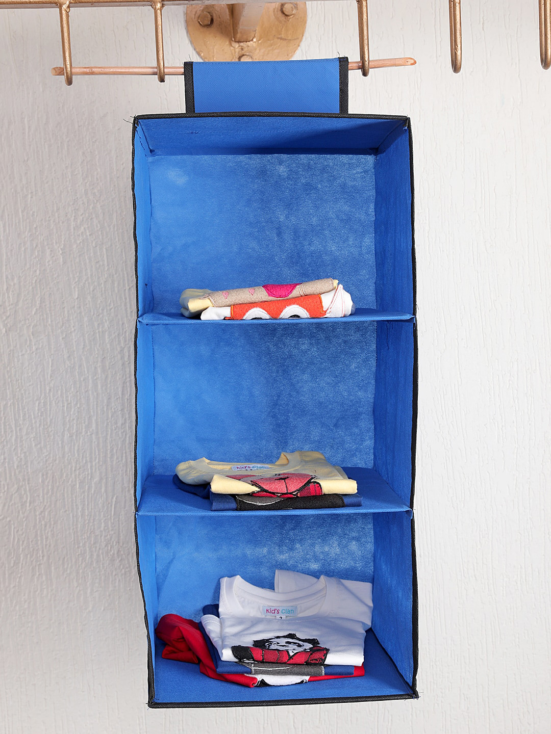 

My Gift Booth Set Of 2 Blue Solid Hanging Foldable Wardrobe Organisers