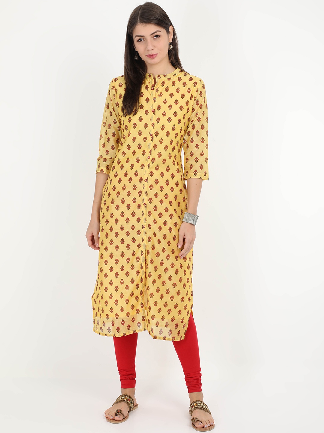 

Alena Women Yellow Printed Straight Kurta