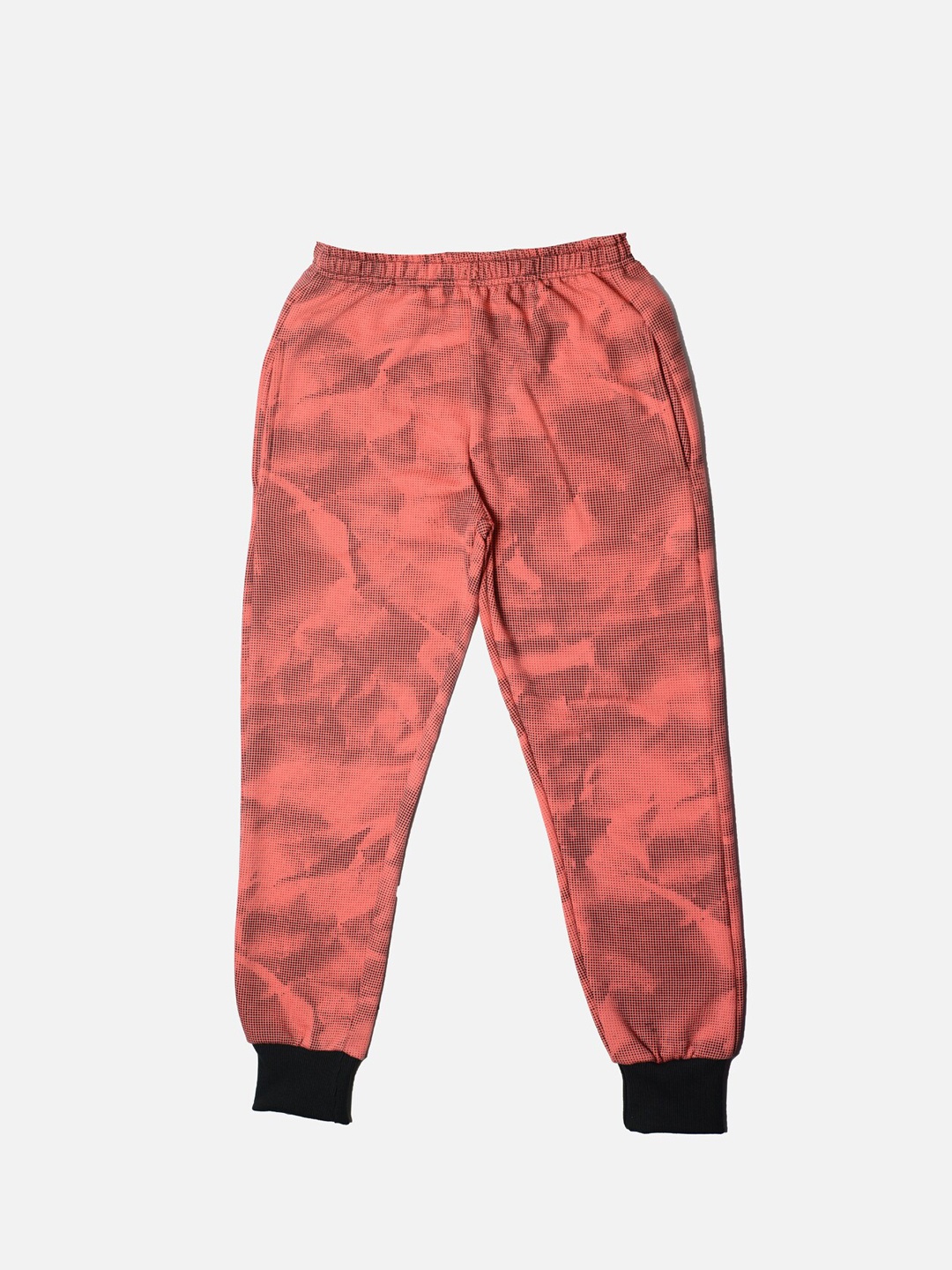 TINY HUG Boys Pink & Black Printed Slim-Fit Joggers
