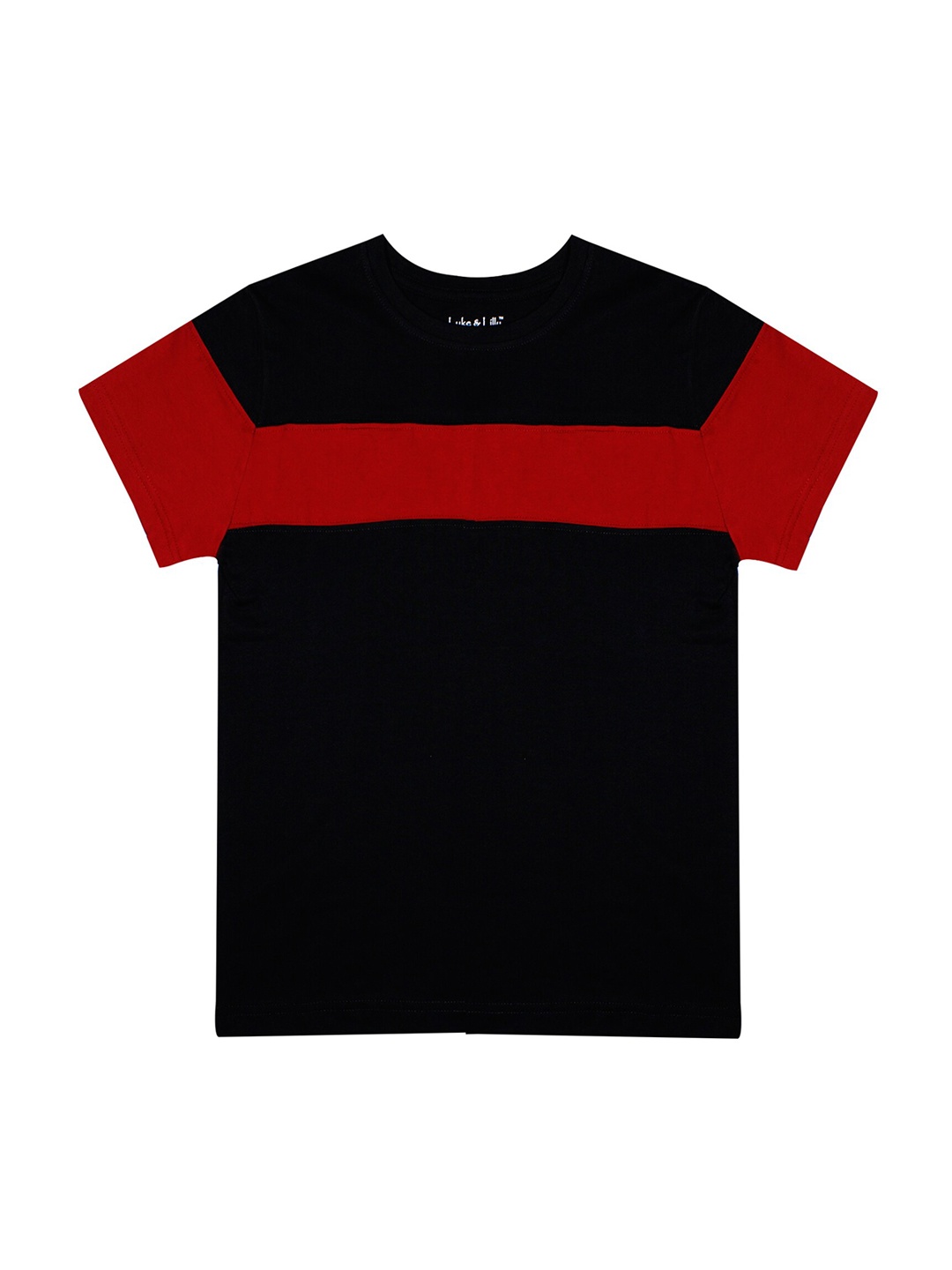 

Luke & Lilly Boys Black & Red Colourblocked Round Neck T-shirt
