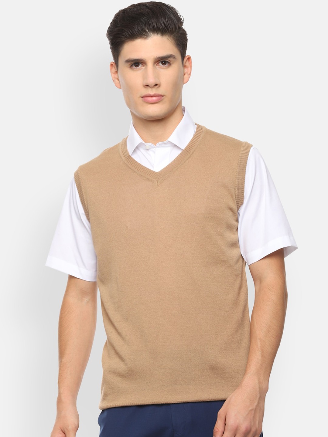

Van Heusen Men Beige Solid Sweater Vest