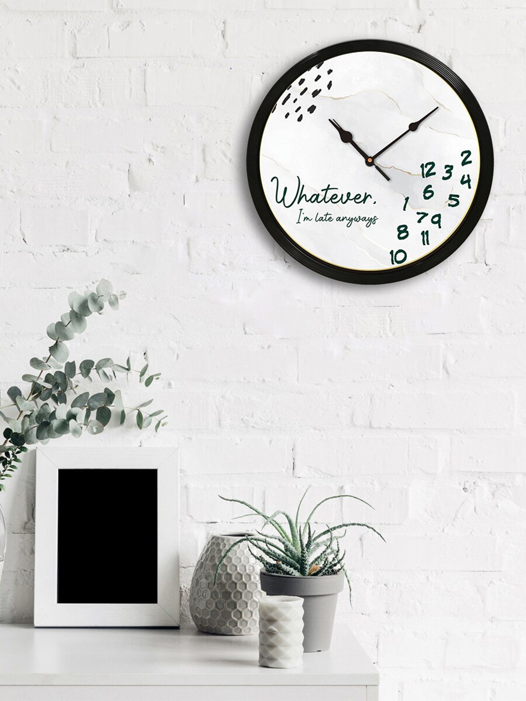 

eCraftIndia White & Green Round Printed 31cm Analogue Wall Clock