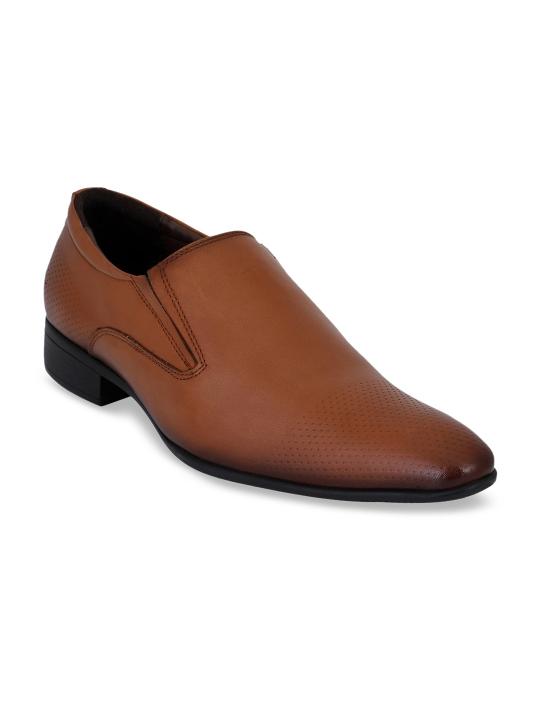 

pelle albero Men Tan Brown Solid Leather Formal Slip-Ons