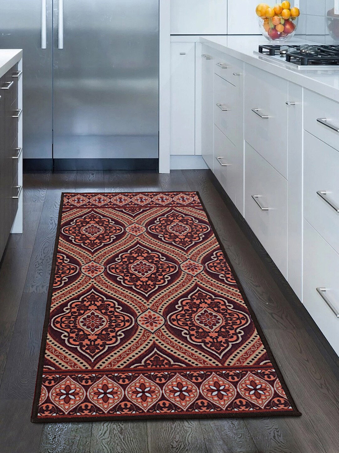 

RUGSMITH Brown & Orange Printed Premium Qualty Anti-Skid Floor Runner