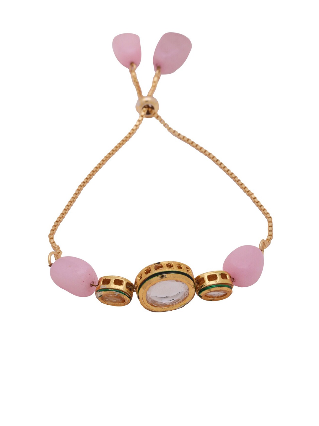 

Shoshaa White & Pink Gold-Plated Kundan Handcrafted Link Bracelet