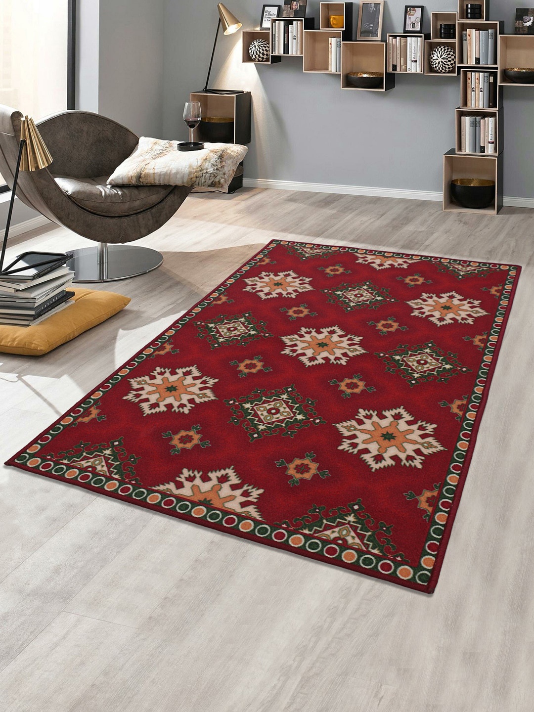 

RUGSMITH Red & Green Printed Premium Quality Anti-Skid Carpet