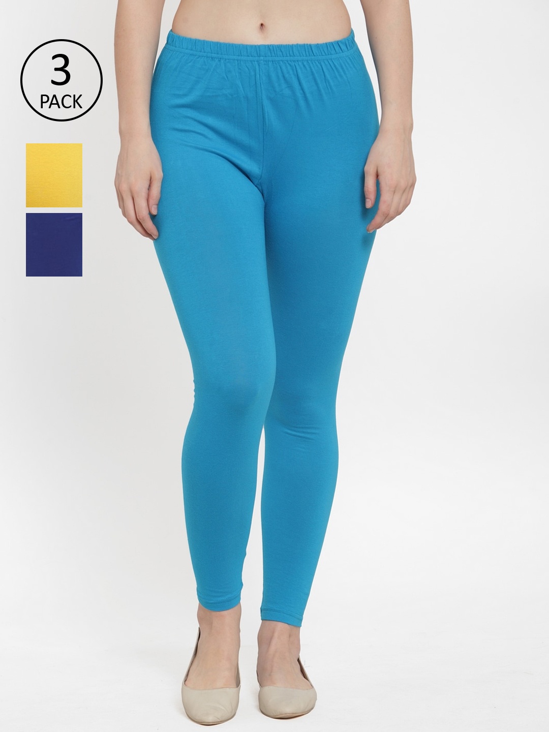 

GRACIT Women Pack Of 3 Solid Leggings, Blue
