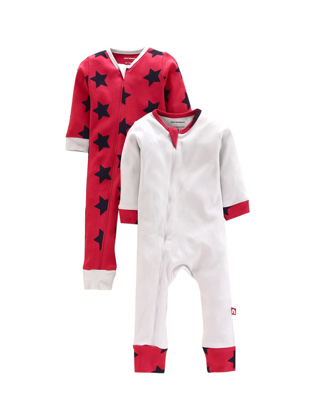 

Nino Bambino Infants Pack of 2 Printed Organic-Cotton Rompers, White
