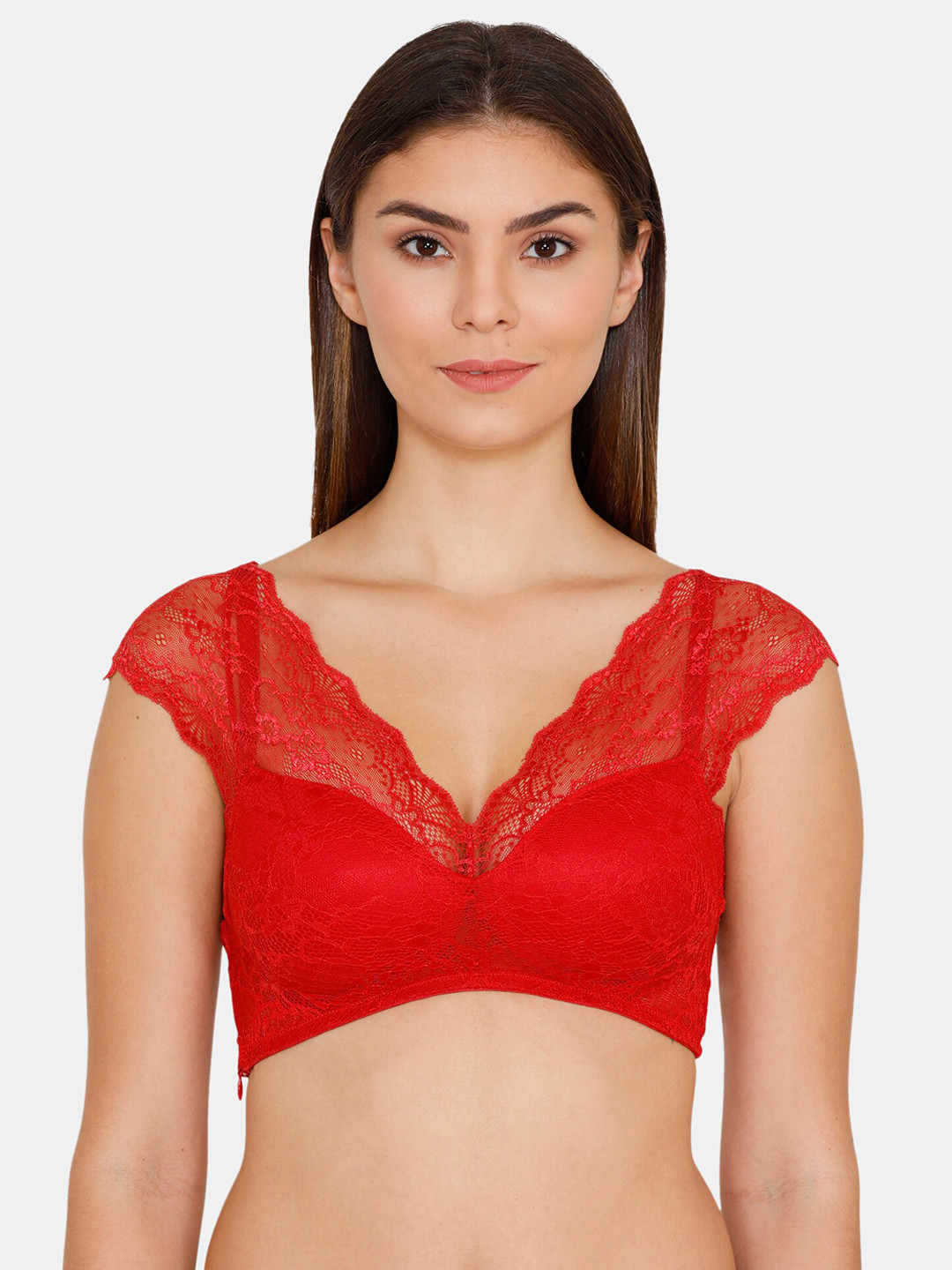 

Zivame Red Lace Non-Wired Lightly Padded Bralette ZI1845FASH00
