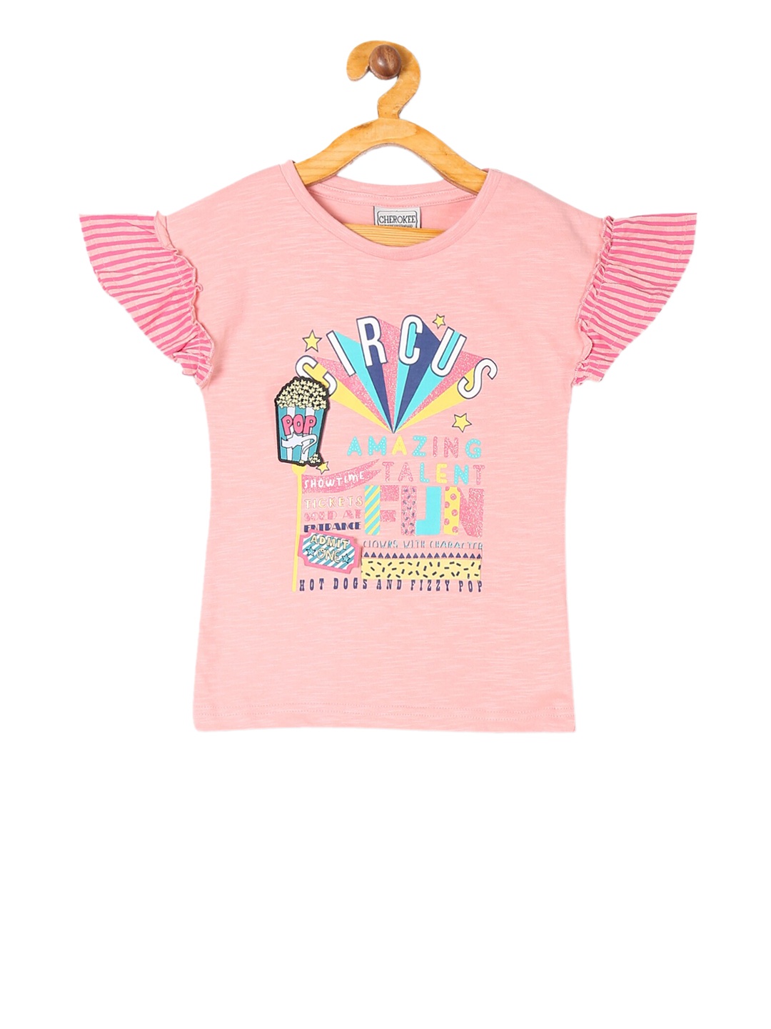 

Cherokee Girls Pink Printed Pure Cotton Top